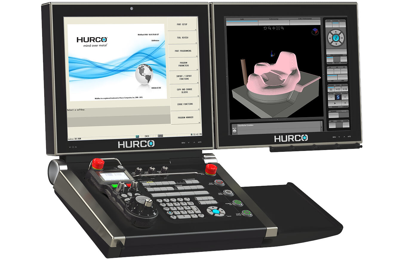 Mit der Option „Surfacing“ lassen sich mit der HURCO-Steuerung auch Freiformflächen – also mehrfach gekrümmte Flächen – für die Bearbeitung direkt an der Maschine programmieren.